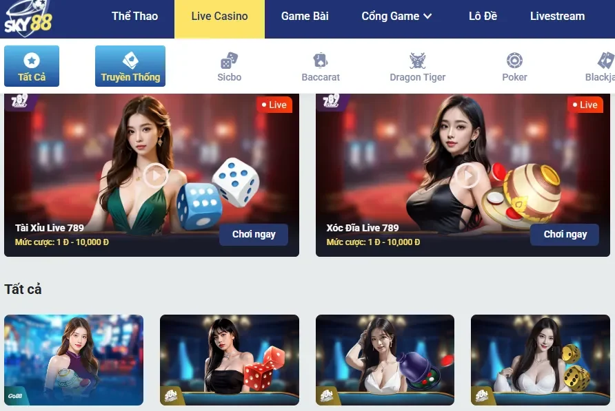 Sản phẩm đa dạng tại Sky88